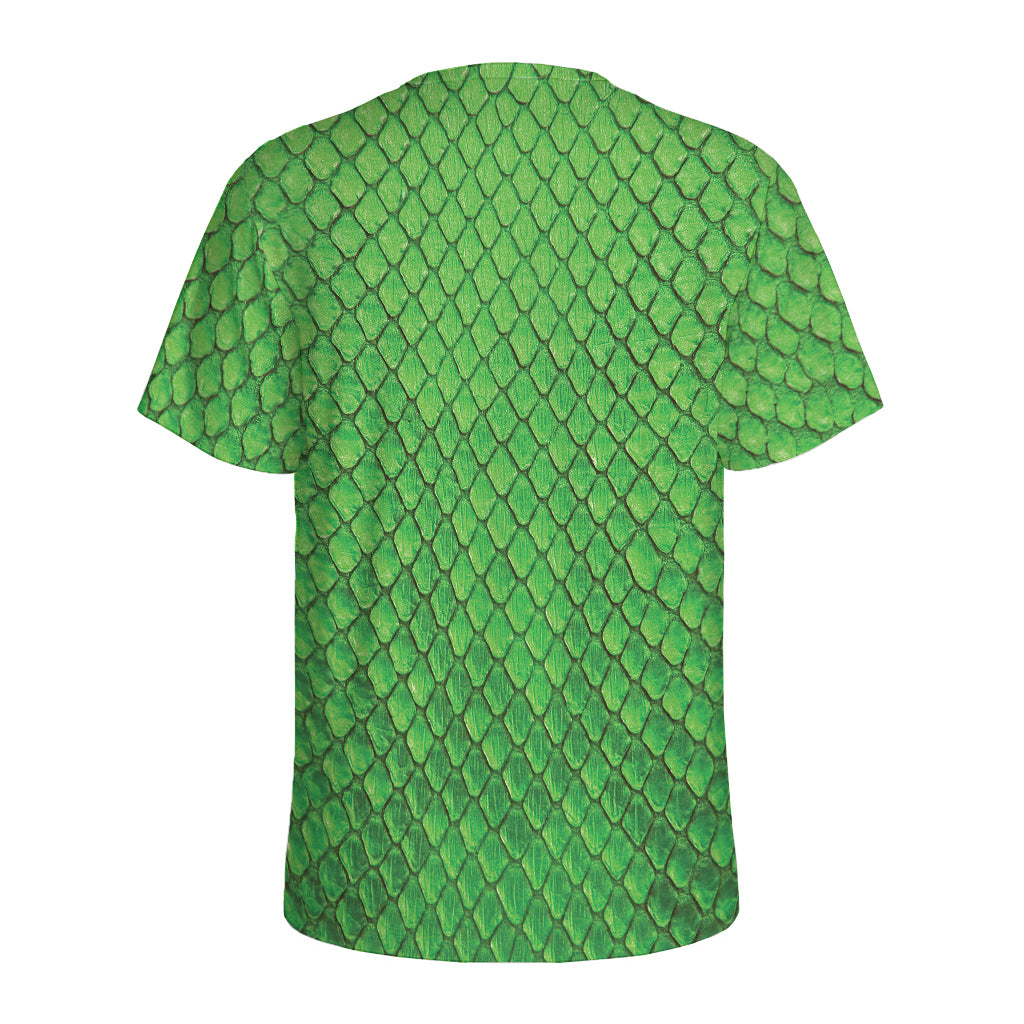 Green Python Snakeskin Print Men's Sports T-Shirt