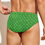 Green Python Snakeskin Print Men's Swim Briefs