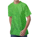 Green Python Snakeskin Print Men's Velvet T-Shirt
