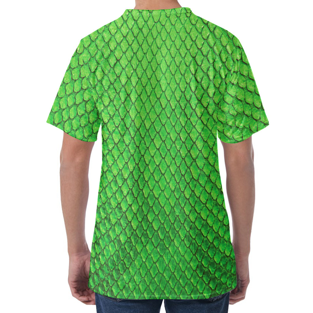 Green Python Snakeskin Print Men's Velvet T-Shirt