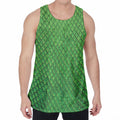 Green Python Snakeskin Print Men's Velvet Tank Top