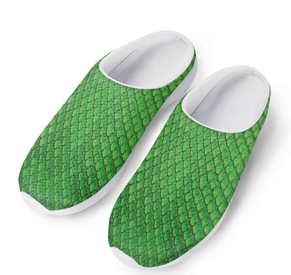 Green Python Snakeskin Print Mesh Casual Shoes