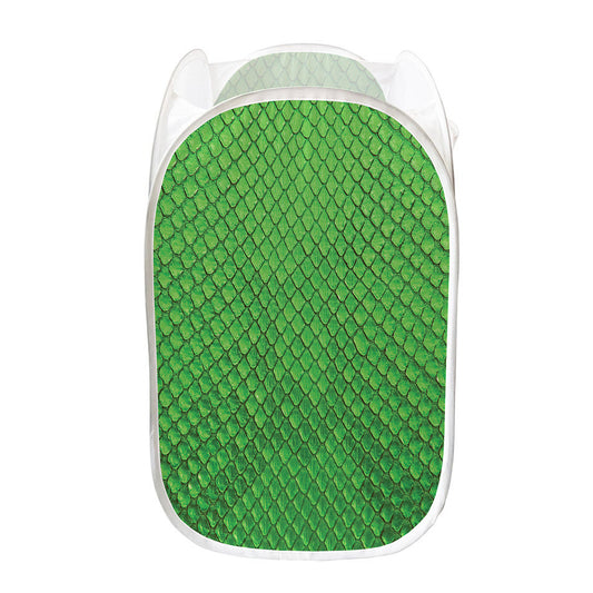 Green Python Snakeskin Print Mesh Laundry Hamper