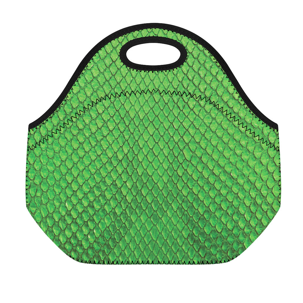 Green Python Snakeskin Print Neoprene Lunch Bag