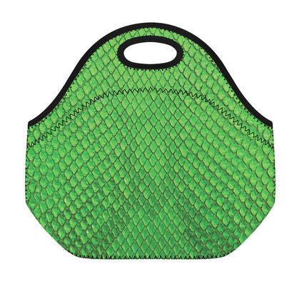 Green Python Snakeskin Print Neoprene Lunch Bag