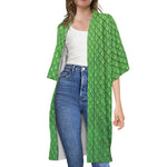 Green Python Snakeskin Print Open Front Beach Cover Up