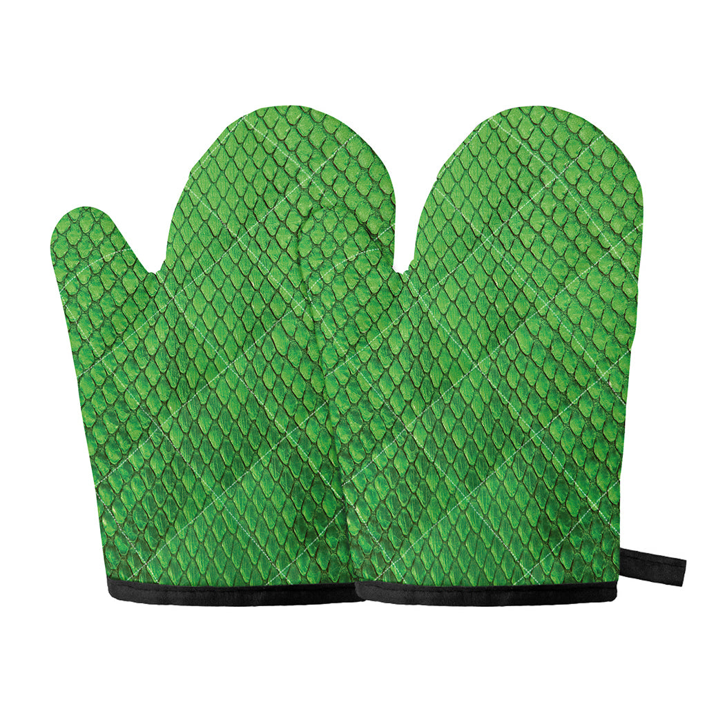 Green Python Snakeskin Print Oven Mitts