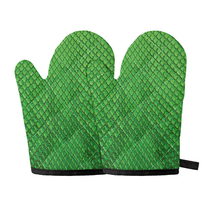 Green Python Snakeskin Print Oven Mitts