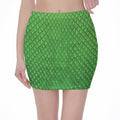 Green Python Snakeskin Print Pencil Mini Skirt