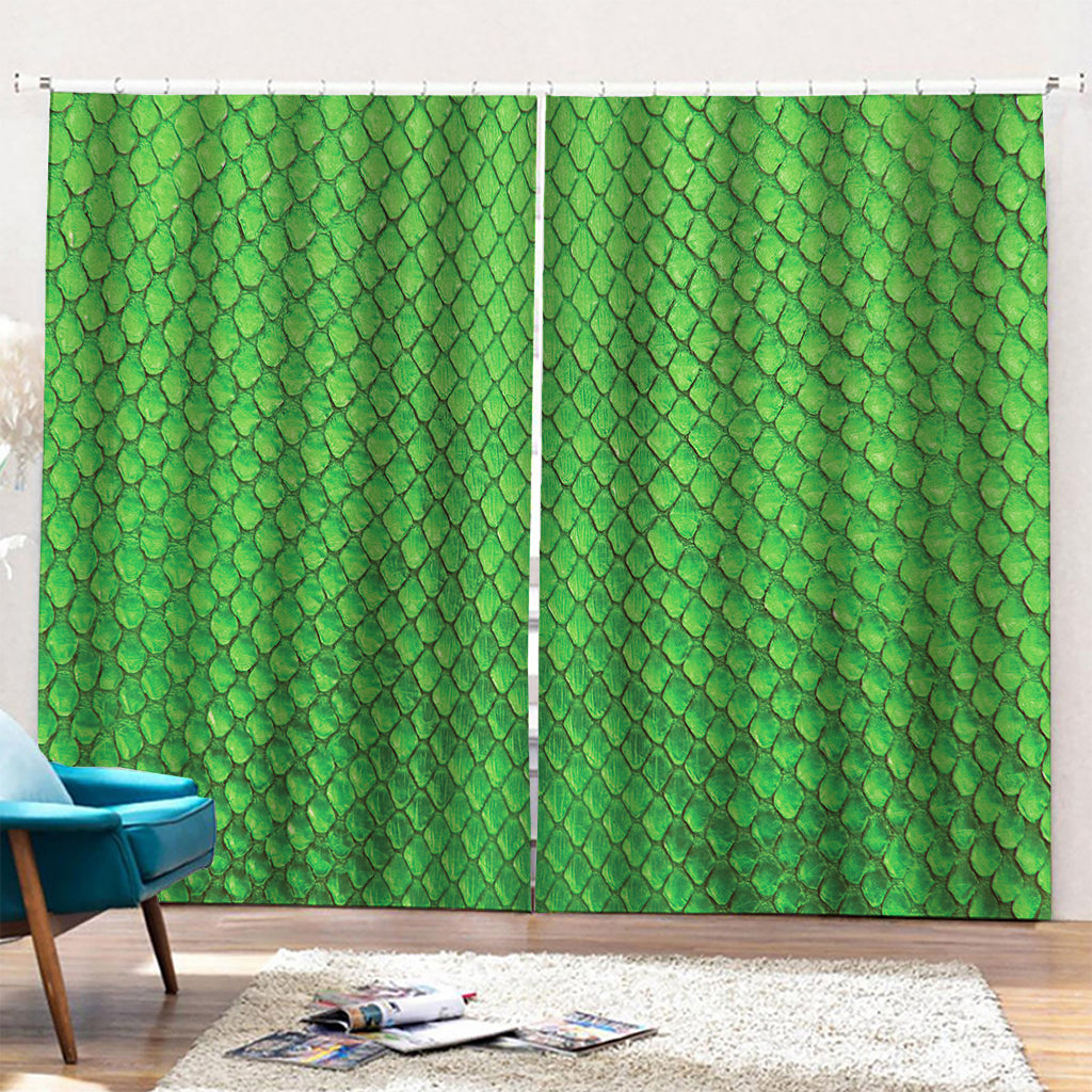 Green Python Snakeskin Print Pencil Pleat Curtains