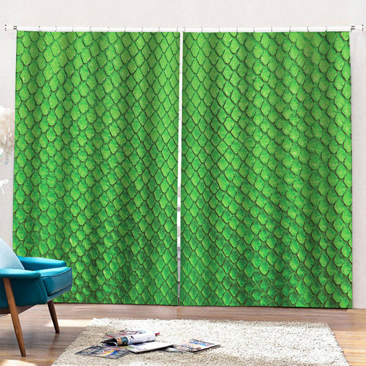 Green Python Snakeskin Print Pencil Pleat Curtains
