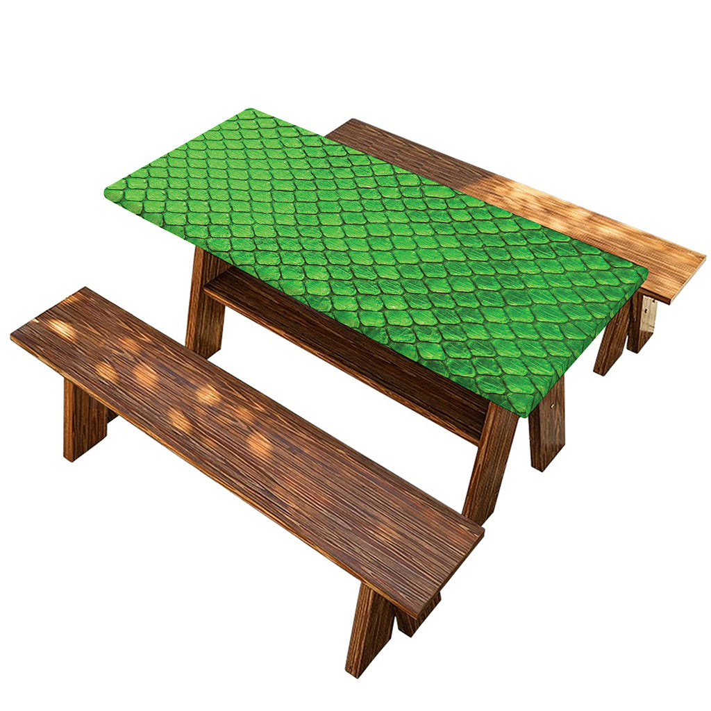 Green Python Snakeskin Print Picnic Table Cover