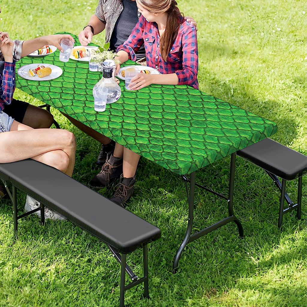 Green Python Snakeskin Print Picnic Table Cover