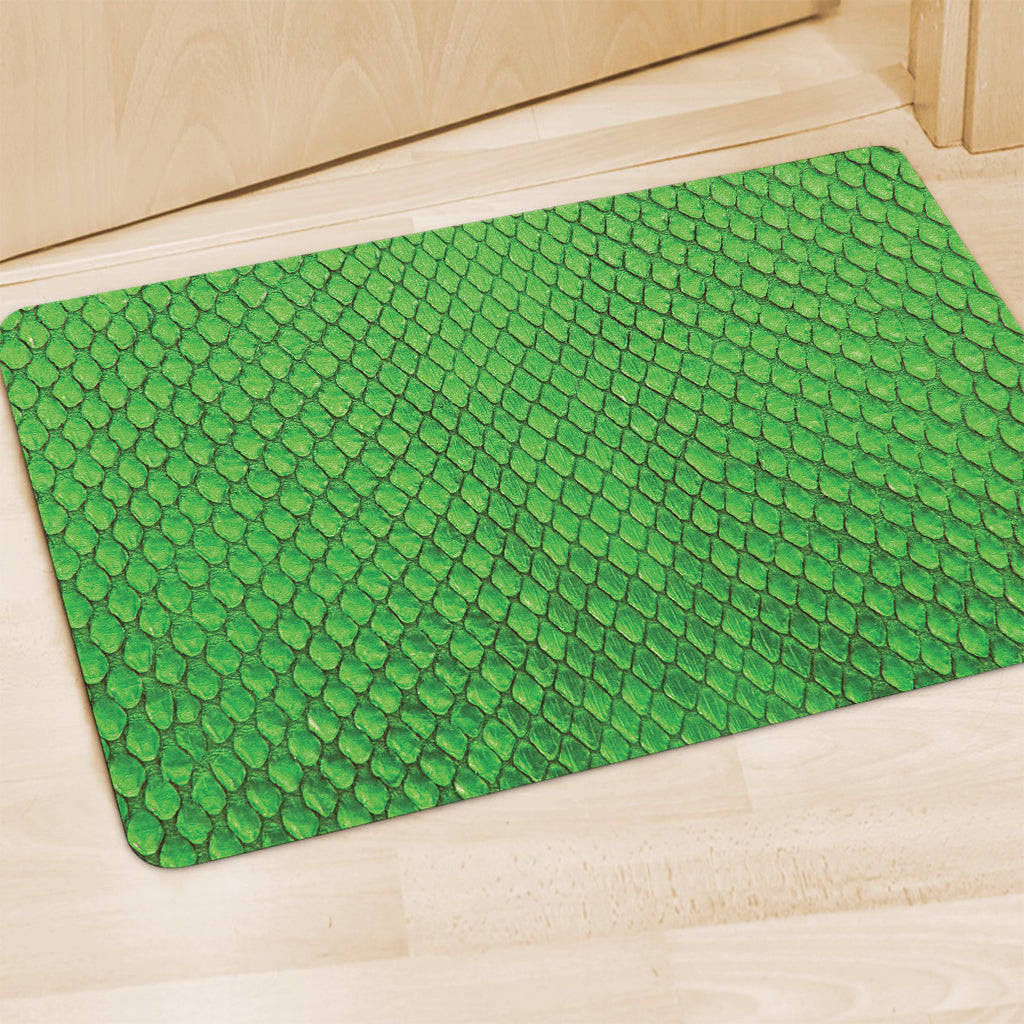 Green Python Snakeskin Print Polyester Doormat