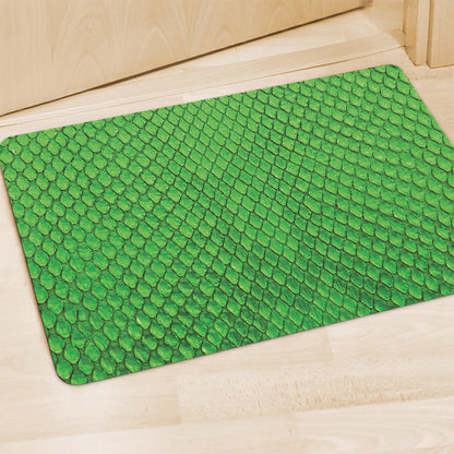 Green Python Snakeskin Print Polyester Doormat