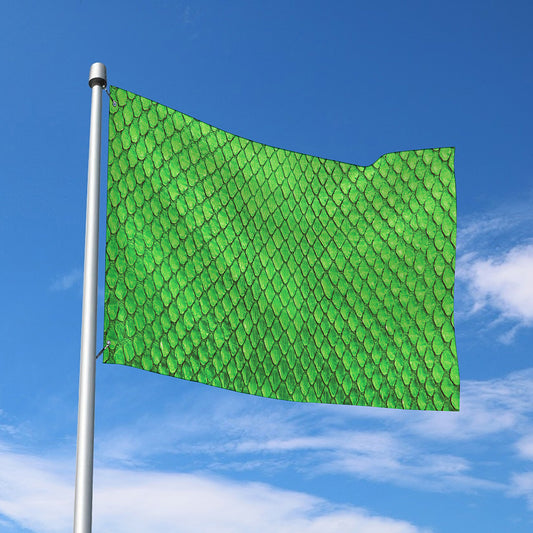 Green Python Snakeskin Print Polyester Flag