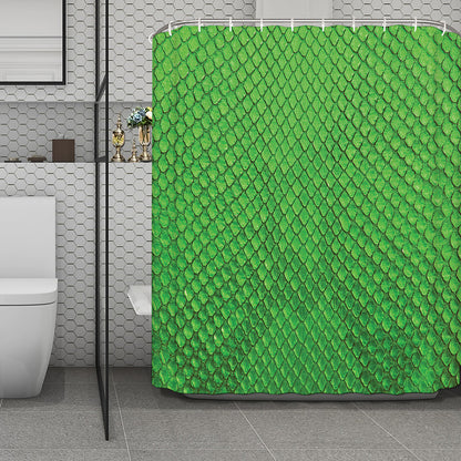 Green Python Snakeskin Print Polyester Shower Curtain