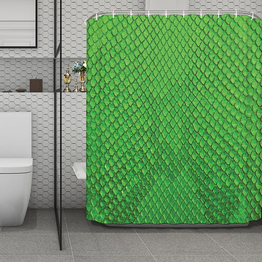 Green Python Snakeskin Print Polyester Shower Curtain