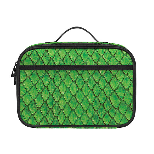 Green Python Snakeskin Print Portable Lunch Bag