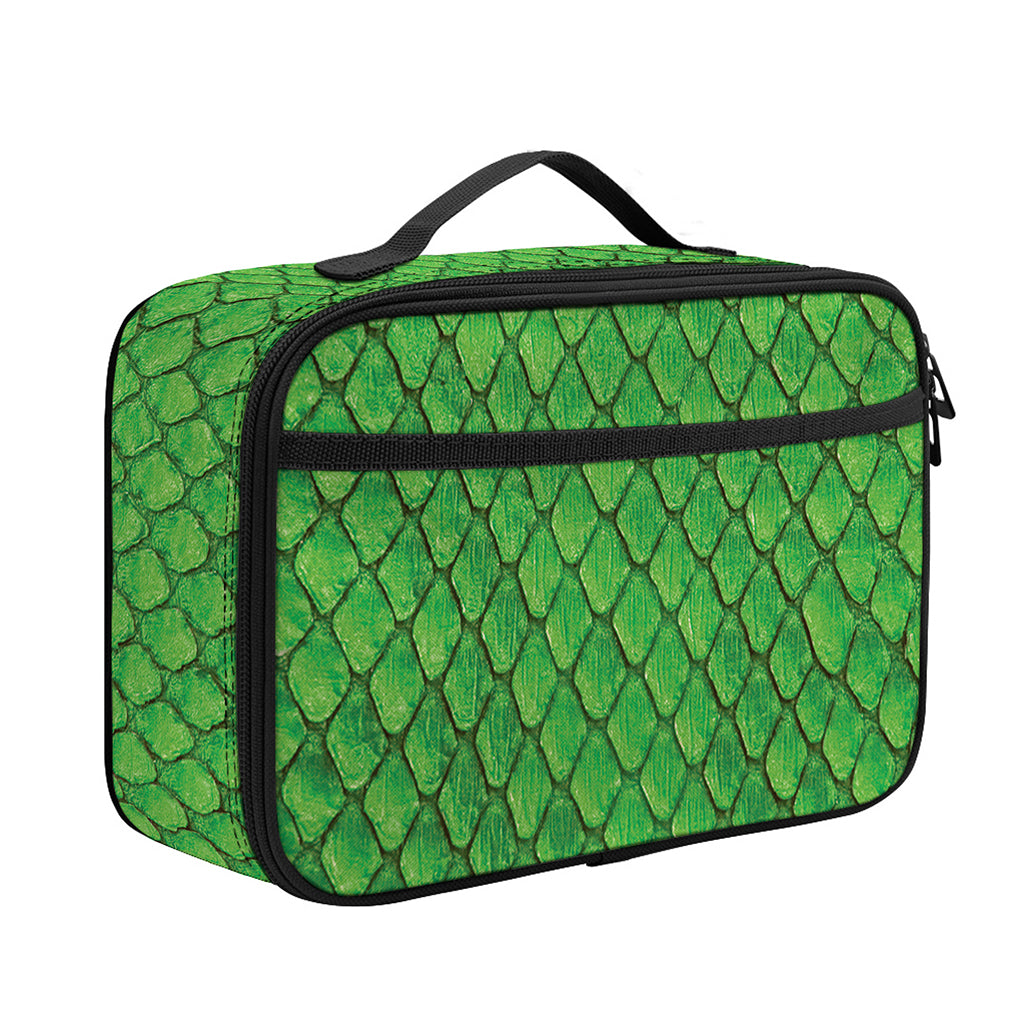 Green Python Snakeskin Print Portable Lunch Bag