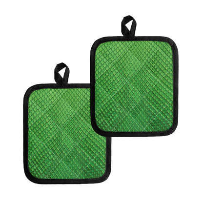Green Python Snakeskin Print Pot Holders