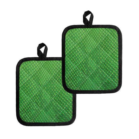 Green Python Snakeskin Print Pot Holders