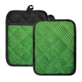 Green Python Snakeskin Print Pot Holders With Pocket
