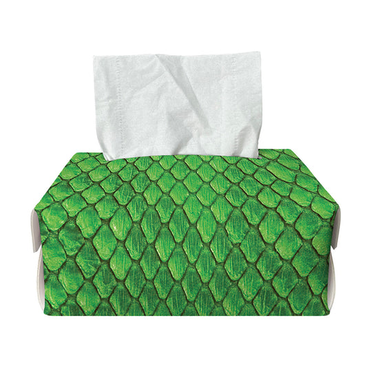 Green Python Snakeskin Print Rectangle Tissue Box Cover