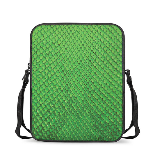 Green Python Snakeskin Print Rectangular Crossbody Bag