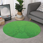 Green Python Snakeskin Print Round Rug