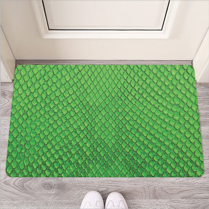 Green Python Snakeskin Print Rubber Doormat