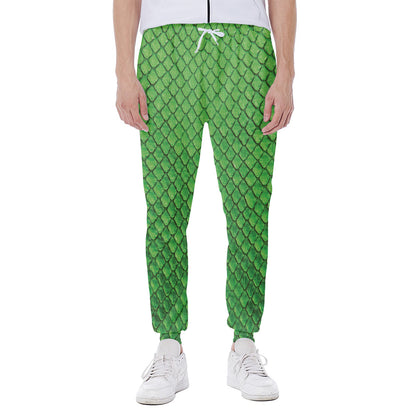 Green Python Snakeskin Print Scuba Joggers