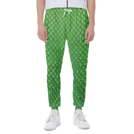 Green Python Snakeskin Print Scuba Joggers