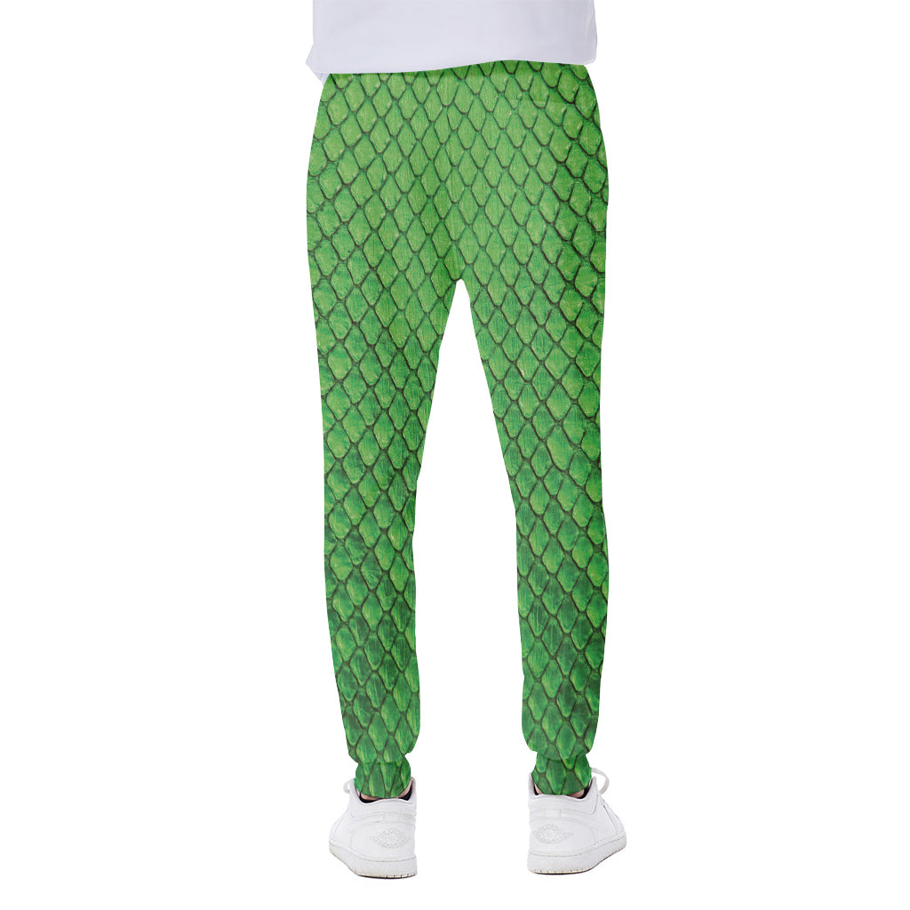 Green Python Snakeskin Print Scuba Joggers