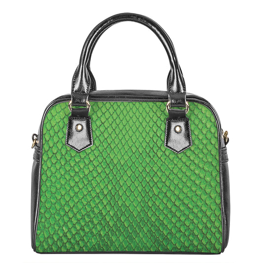 Green Python Snakeskin Print Shoulder Handbag