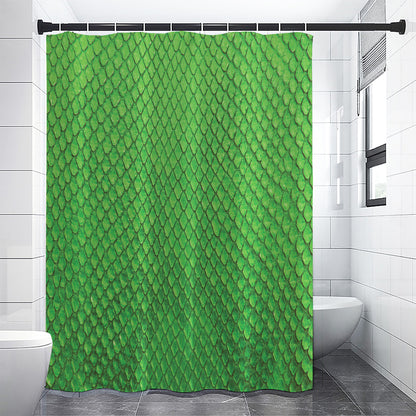 Green Python Snakeskin Print Shower Curtain