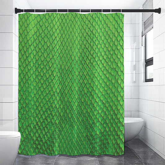 Green Python Snakeskin Print Shower Curtain