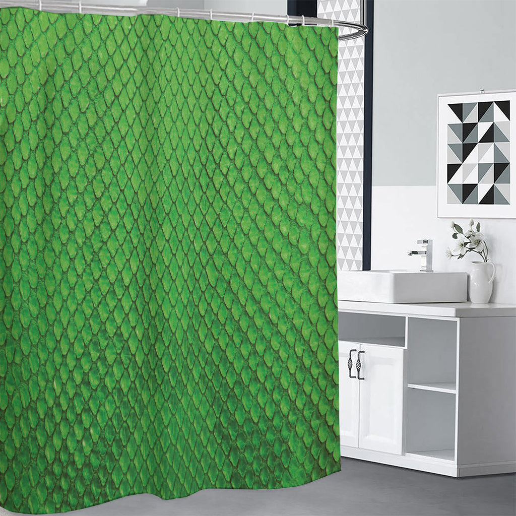 Green Python Snakeskin Print Shower Curtain