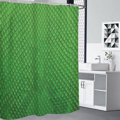 Green Python Snakeskin Print Shower Curtain