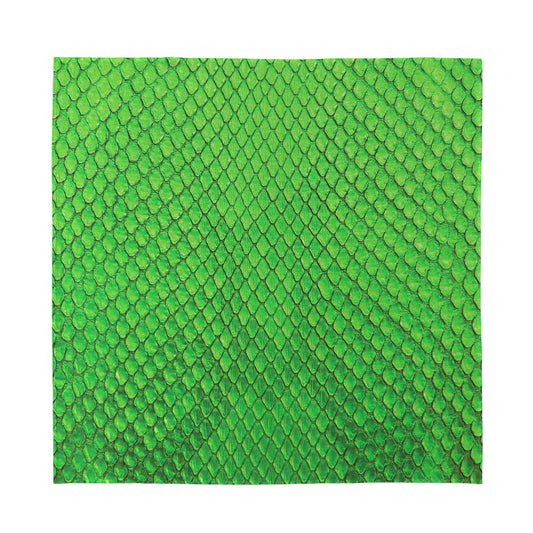 Green Python Snakeskin Print Silk Bandana