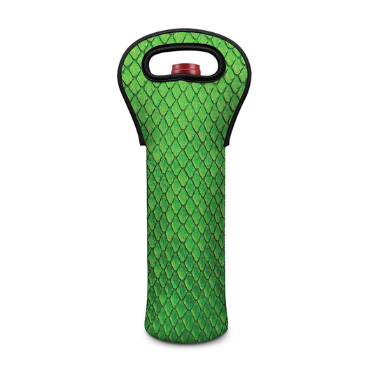 Green Python Snakeskin Print Single Neoprene Wine Tote