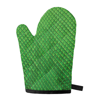 Green Python Snakeskin Print Single Oven Mitt