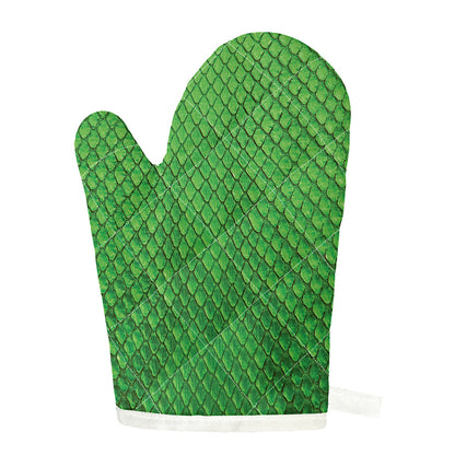 Green Python Snakeskin Print Single Oven Mitt