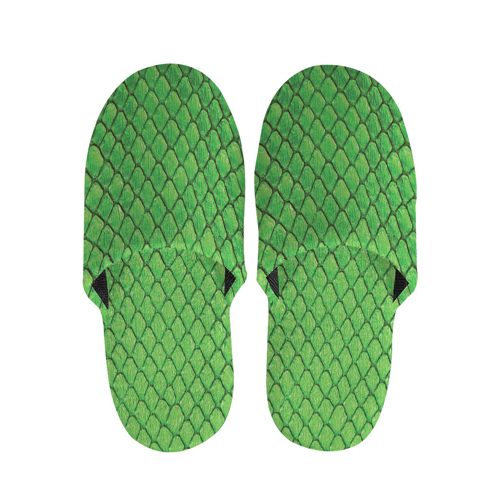 Green Python Snakeskin Print Slippers