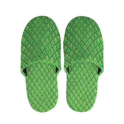 Green Python Snakeskin Print Slippers