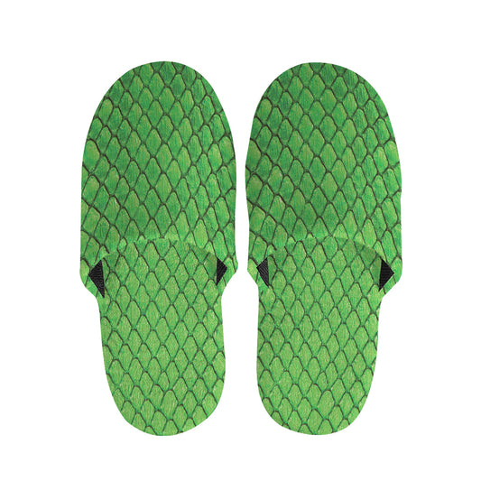 Green Python Snakeskin Print Slippers