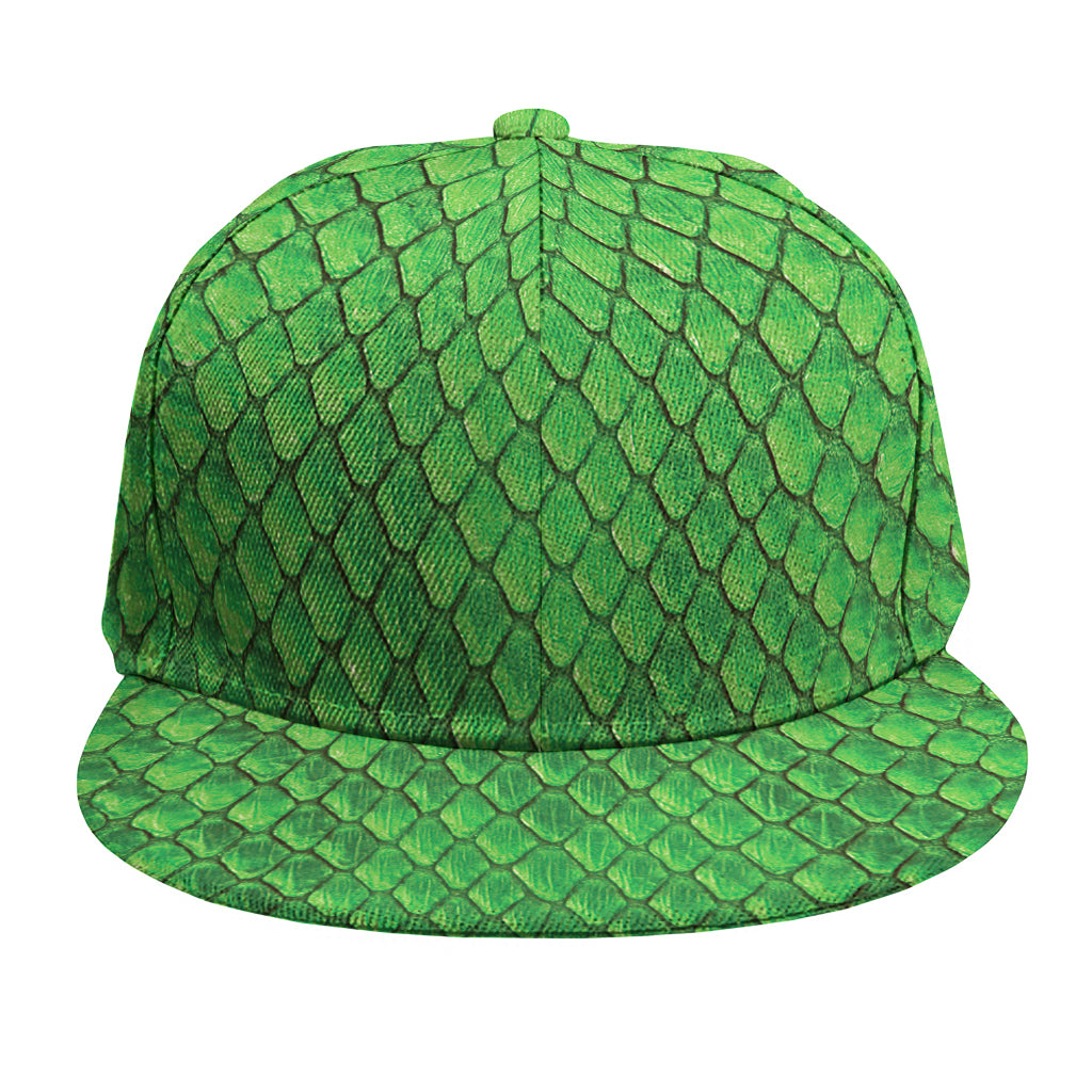 Green Python Snakeskin Print Snapback Cap