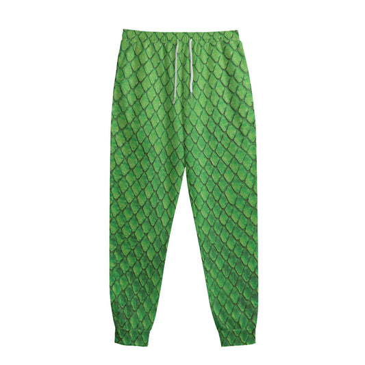 Green Python Snakeskin Print Sweatpants