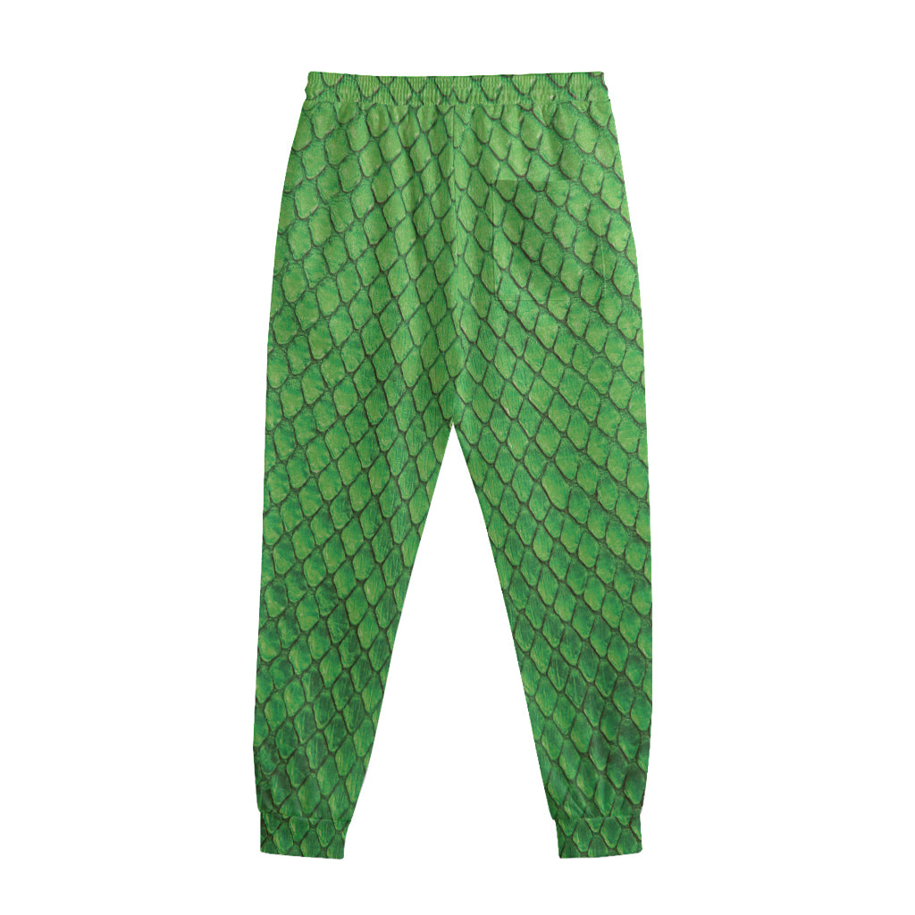 Green Python Snakeskin Print Sweatpants