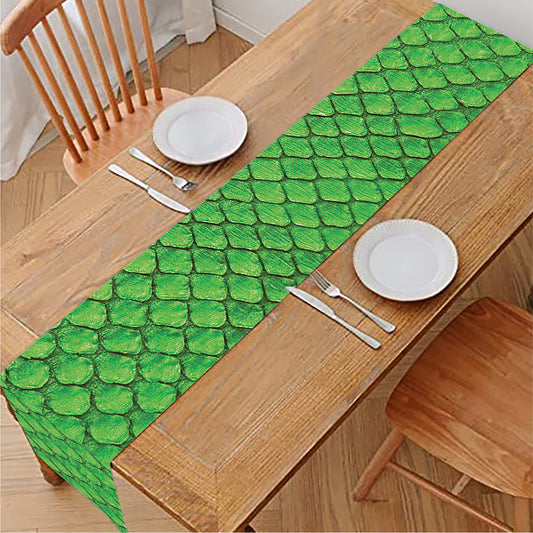 Green Python Snakeskin Print Table Runner